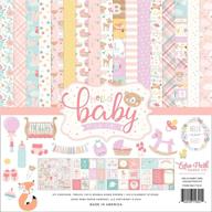 echo park paper company hello baby girl collection kit: embrace the joy with pink, blue, yellow, and green designs logo