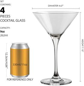 img 3 attached to 🍸 FAWLES Set of 4 Crystal Martini Glasses – 9 Ounce Classic V-Shape Straight-stemmed Clear Cocktail Glasses for Engagement Parties, Work Gatherings, and Housewarmings