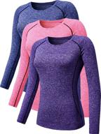 👚 set of 3 neleus compression shirts for women: long sleeve yoga and athletic running t-shirt logo
