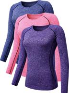 👚 set of 3 neleus compression shirts for women: long sleeve yoga and athletic running t-shirt логотип