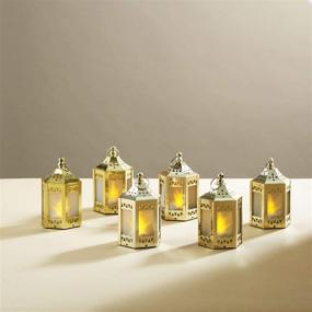 img 1 attached to Set of 6 Gold Mini Lanterns with LED Star - 4.5 🌟 Inch Tall, Warm White 3D Holographic Star Light, Christmas Table Décor Centerpiece, Batteries Included
