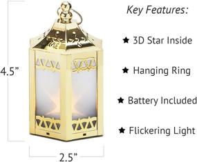 img 3 attached to Set of 6 Gold Mini Lanterns with LED Star - 4.5 🌟 Inch Tall, Warm White 3D Holographic Star Light, Christmas Table Décor Centerpiece, Batteries Included