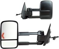 🔍 seo-optimized fit system towing mirror pair for silverado/sierra 2500, 3500 | black textured finish | led arrow turn signal | dual lens | 1st design | manual foldable | heated power logo