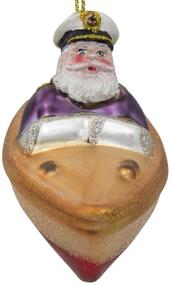 img 2 attached to 🎅 Captain Santa on The Boat Glass Christmas Ornament by BestPysanky