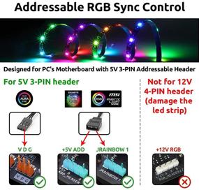 img 1 attached to Совместимая лента Adressable RGB LED Ширина 40 дюймов / 100 см для корпуса ПК с поддержкой ASUS Aura SYNC/MSI Mystic Sync/ASROCK Aura RGB/GIGABYTE RGB Fusion, 5В 3-контактный разъем, полоса с фантастическим цветовым эффектом RGBW.