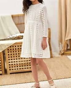 img 3 attached to 👗 Charming Girls' Vintage Lace Dresses: Long Sleeve Tulle Summer Fall Princess Wedding Dress (5-12 Years)