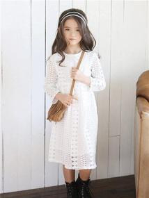 img 2 attached to 👗 Charming Girls' Vintage Lace Dresses: Long Sleeve Tulle Summer Fall Princess Wedding Dress (5-12 Years)