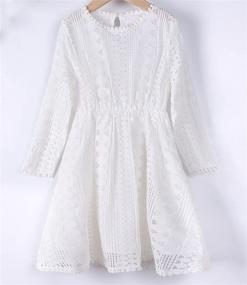 img 1 attached to 👗 Charming Girls' Vintage Lace Dresses: Long Sleeve Tulle Summer Fall Princess Wedding Dress (5-12 Years)