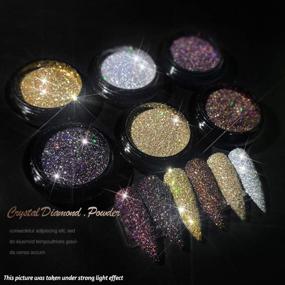 img 3 attached to 💎 DAGEDA 6 Color Crystal Diamond Nail Powder: Enhance Your Naail Art with Chrome Gilt Shiny Pigments & Decorations