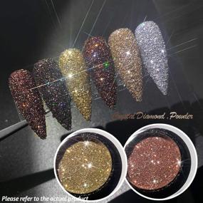img 2 attached to 💎 DAGEDA 6 Color Crystal Diamond Nail Powder: Enhance Your Naail Art with Chrome Gilt Shiny Pigments & Decorations