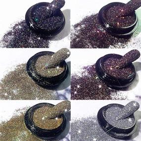 img 4 attached to 💎 DAGEDA 6 Color Crystal Diamond Nail Powder: Enhance Your Naail Art with Chrome Gilt Shiny Pigments & Decorations