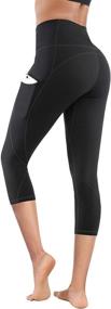 img 4 attached to 🏋️ Lingswallow High Waist Yoga Pants with Pockets - Tummy Control, 4-Way Stretch Workout Leggings for Running and Yoga