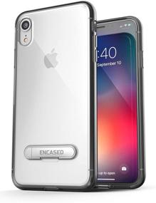 img 3 attached to 📱 Premium Encased iPhone XR Belt Clip Clear Case with Holster (Reveal Series) - Slim Fit Transparent Cover with Metal Kickstand and Holder in Grey