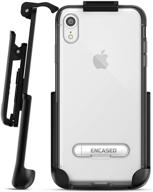 📱 premium encased iphone xr belt clip clear case with holster (reveal series) - slim fit transparent cover with metal kickstand and holder in grey logo
