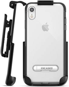 img 4 attached to 📱 Premium Encased iPhone XR Belt Clip Clear Case with Holster (Reveal Series) - Slim Fit Transparent Cover with Metal Kickstand and Holder in Grey