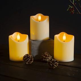 img 2 attached to 🕯️ Realistic Flameless LED Pillar Candles: 4 Inch Flickering Battery Operated Candles with Timers and Remote Control - Set of 2, Ivory