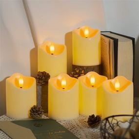 img 3 attached to 🕯️ Realistic Flameless LED Pillar Candles: 4 Inch Flickering Battery Operated Candles with Timers and Remote Control - Set of 2, Ivory