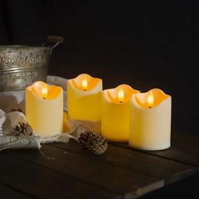 img 1 attached to 🕯️ Realistic Flameless LED Pillar Candles: 4 Inch Flickering Battery Operated Candles with Timers and Remote Control - Set of 2, Ivory