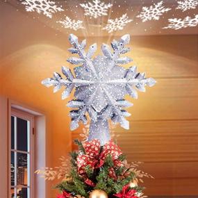 img 4 attached to SUPFINE Christmas Tree Topper Light Projector, 3D Glitter White Snowflake Light for Christmas Tree Decorations with LED Rotating Snowflakes - Enhance Your Christmas Atmosphere