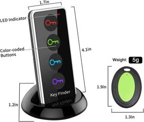 img 1 attached to Беспроводной Bluetooth ключевой поиск: метка RFID локатора с пультом дистанционного управления, 1 передатчик, 4 приемника - антипотерянный трекер для домашних животных, кошелька и ключей