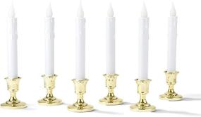 img 3 attached to 🕯️ Enhance your Christmas Décor with Battery Window Candles - 6 Pack, Gold Holders, Remote & Timer, Flickering Warm White LED, Classic Flameless Taper Holiday Decorations