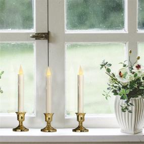 img 2 attached to 🕯️ Enhance your Christmas Décor with Battery Window Candles - 6 Pack, Gold Holders, Remote & Timer, Flickering Warm White LED, Classic Flameless Taper Holiday Decorations