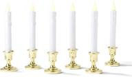 🕯️ enhance your christmas décor with battery window candles - 6 pack, gold holders, remote & timer, flickering warm white led, classic flameless taper holiday decorations логотип