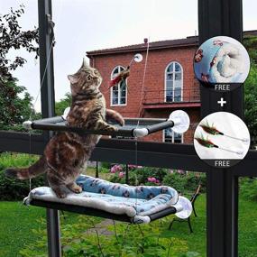 img 2 attached to 🐱 Deluxe Cat Window Perches: Double-layered, Includes Free Lamb's Fleece Blanket and Toys, Supports up to 55 lbs, Space-Saving Resting Seat for Large Cats, 360° Sunbathing and Safety Hammock