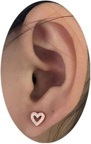 img 2 attached to 💎 20G CZ Love Heart Tragus Stud Earrings for Women Girls - S925 Sterling Silver Cartilage Helix Jewelry with Tiny Cubic Zirconia, Barbell Piercing Screw, and Huggie Style