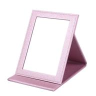 enhance your beauty routine with apas deluxe pu leather desktop large makeup cosmetics personal beauty folding mirrors in elegant pink logo