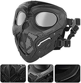 img 3 attached to WoSporT Airsoft Mask: Full-Face Tactical Paintball Mask with Goggles for 🎭 BB Hunting, CS Game, Paintball, Halloween Cosplay - Impact Resistant Safety Mask (Black)