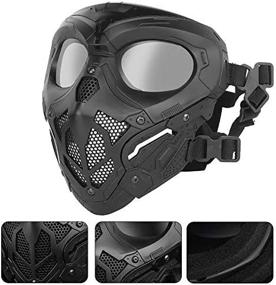 img 2 attached to WoSporT Airsoft Mask: Full-Face Tactical Paintball Mask with Goggles for 🎭 BB Hunting, CS Game, Paintball, Halloween Cosplay - Impact Resistant Safety Mask (Black)