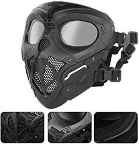 img 4 attached to WoSporT Airsoft Mask: Full-Face Tactical Paintball Mask with Goggles for 🎭 BB Hunting, CS Game, Paintball, Halloween Cosplay - Impact Resistant Safety Mask (Black)