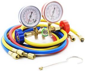img 4 attached to 🔧 High-Quality Diagnostic Manifold Gauge Set with Charging Hose for R12, R22, and R502 AC Refrigerant - 3FT