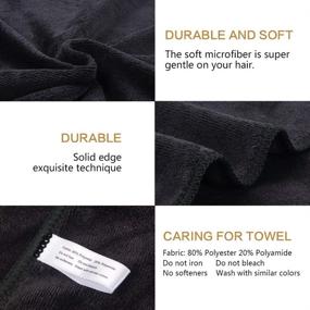 img 2 attached to 🔆 Sunland Microfiber Hair Drying Towel 2 Pack - Super Absorbent Quick Dry Hair Turban for Drying Long Hair - Soft and Large 20" X 40" - Black