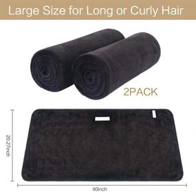 img 3 attached to 🔆 Sunland Microfiber Hair Drying Towel 2 Pack - Super Absorbent Quick Dry Hair Turban for Drying Long Hair - Soft and Large 20" X 40" - Black