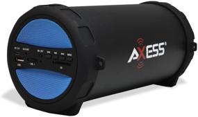img 3 attached to AXESS SPBT1041 Portable Bluetooth Cylinder Loud Speaker with Thunder Sonic, Built-In FM Radio, SD Card, USB, AUX Inputs - Blue
