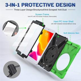img 3 attached to 🔒 BRAECNstock Shockproof iPad 10.2 Case with Screen Protector, Kickstand, Hand Strap & Shoulder Strap - Compatible with iPad 9th/8th/7th Generation 2021/2020/2019 - Ideal for iPad 10.2 9/8/7 Gen