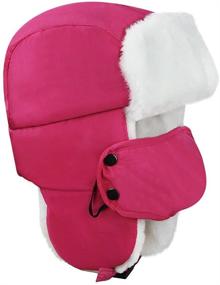 img 1 attached to 🧤 Winter Faux Fur Trapper Hat for Kids: Windproof Face Warmer with Ear Flaps - Russian Ushanka Cap