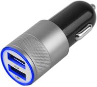 🚗 mmobiel dual usb car charger: high-power adapter for iphone, samsung, huawei, and more – 5v/4.8a/24w silver logo