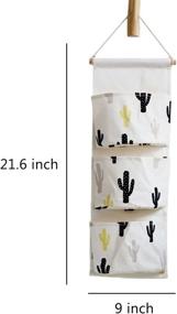 img 3 attached to 🌵 Ricye Cactus Hanging Storage Bag Organizer - Canvas Fabric, 3 Pockets, Over The Door, 2 Pack (Cactus Design)