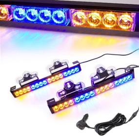 img 4 attached to 🚨 LE-JX Amber/Blue 2-in-1 Emergency Strobe Light Bar - 21 Flash Patterns Traffic Advisor Warning Hazard Windshield Safety Lights Bar for Police Vehicles, Trucks (2×16.8 inch, 32 LED) with Cigar Lighter