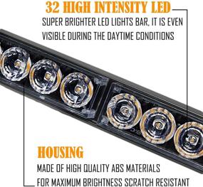 img 1 attached to 🚨 LE-JX Amber/Blue 2-in-1 Emergency Strobe Light Bar - 21 Flash Patterns Traffic Advisor Warning Hazard Windshield Safety Lights Bar for Police Vehicles, Trucks (2×16.8 inch, 32 LED) with Cigar Lighter