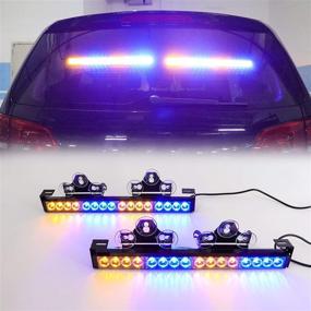 img 2 attached to 🚨 LE-JX Amber/Blue 2-in-1 Emergency Strobe Light Bar - 21 Flash Patterns Traffic Advisor Warning Hazard Windshield Safety Lights Bar for Police Vehicles, Trucks (2×16.8 inch, 32 LED) with Cigar Lighter