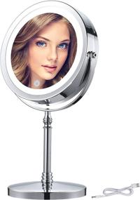 img 4 attached to 💄 BRIGHTINWD 7X Rechargeable Magnified Lighted Makeup Mirror - Adjustable Brightness, Double Sided LED Vanity Mirror for Bathroom or Bedroom