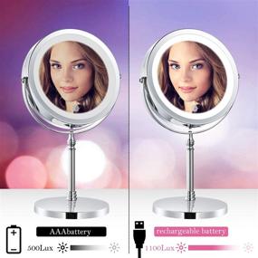 img 2 attached to 💄 BRIGHTINWD 7X Rechargeable Magnified Lighted Makeup Mirror - Adjustable Brightness, Double Sided LED Vanity Mirror for Bathroom or Bedroom