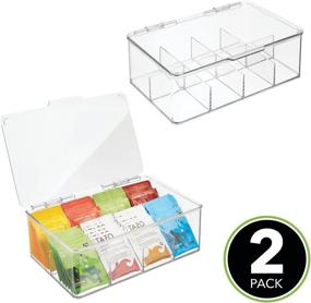 img 3 attached to 📦 mDesign Clear Plastic Stackable Tea Bag Storage Organizer Box with Lid - for Kitchen Cabinets, Countertops, Pantry - Holds Beverage Bags, Pods, Packets - 2 Pack