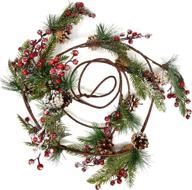 🌲 8-foot faux holiday winter garland decor – christmas pine cone & red berry - artificial greenery for kitchen, indoors, outdoors, staircase, railing, banister, door, fireplace, mantel, wreath decorations logo