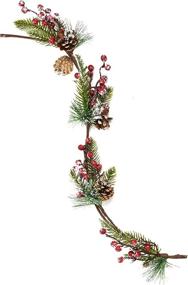 img 2 attached to 🌲 8-Foot Faux Holiday Winter Garland Decor – Christmas Pine Cone & Red Berry - Artificial Greenery for Kitchen, Indoors, Outdoors, Staircase, Railing, Banister, Door, Fireplace, Mantel, Wreath Decorations
