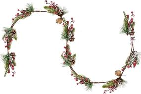 img 3 attached to 🌲 8-Foot Faux Holiday Winter Garland Decor – Christmas Pine Cone & Red Berry - Artificial Greenery for Kitchen, Indoors, Outdoors, Staircase, Railing, Banister, Door, Fireplace, Mantel, Wreath Decorations
